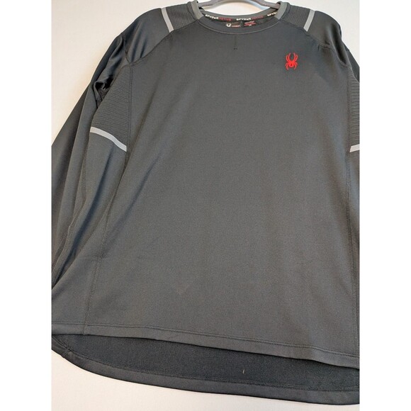 Spyder Active Web Black Mens Long Sleeve Shirt Large Workout Athletic Reflective - Picture 5 of 12